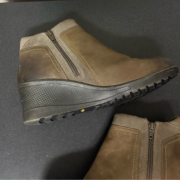 Keen Wedge Zip Leather Comfort Ankle Booties Boots Womens Size 10 Brown - Picture 9 of 14